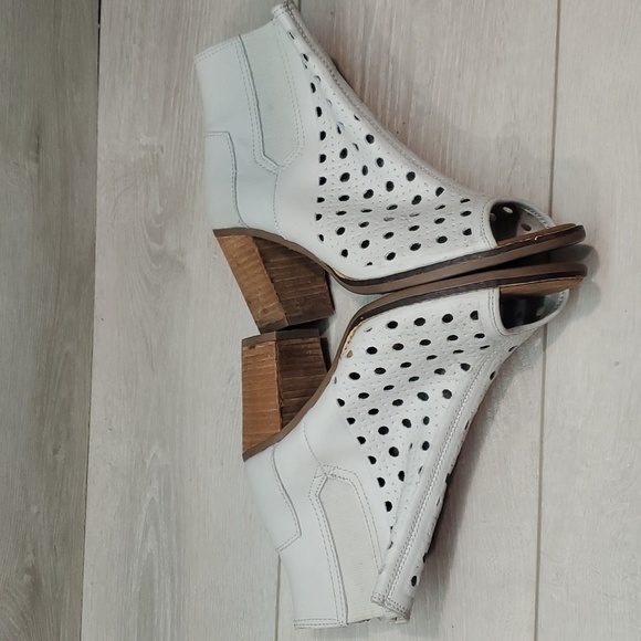 Toms Women Majorka Ankle Leather Peep Open Toe Heels boots shoes sz 8.5 - Picture 9 of 14